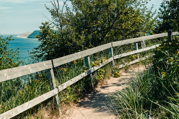 Path to Empire Bluff Overlook at Sleeping Bear National Lakeshore in Honor, Michigan.