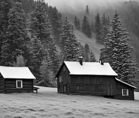 beautiful landscape with a mountain village