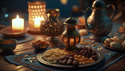 Fototapeta na wymiar Ramadan_food_banner. Generative AI