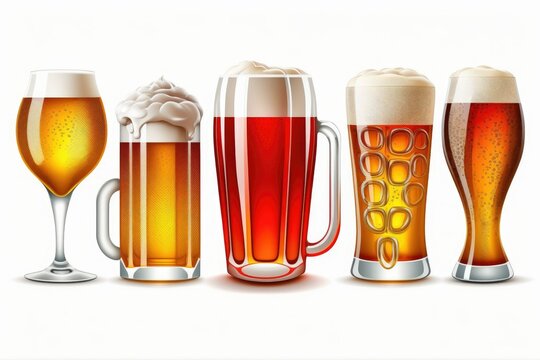 beer on a white background. Generative AI