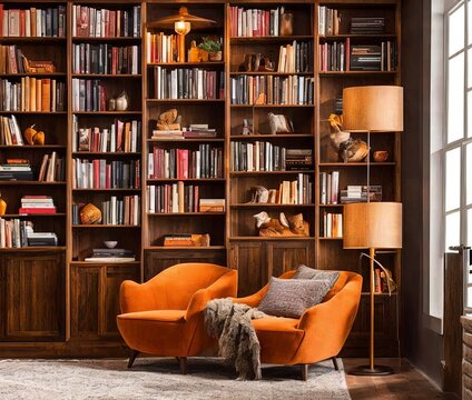 interior of a modern living room with a large window. 3d rendering