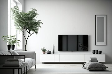 Modern minimalistic living room, generative AI