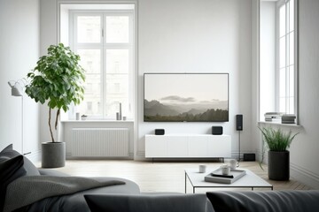 Modern minimalistic living room, generative AI