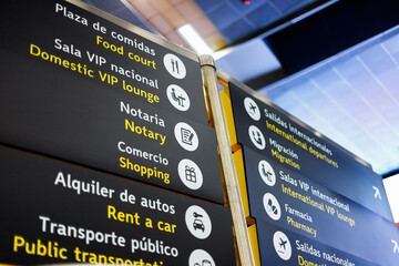 Information sign at El Dorado airport, Bogota, Colombia