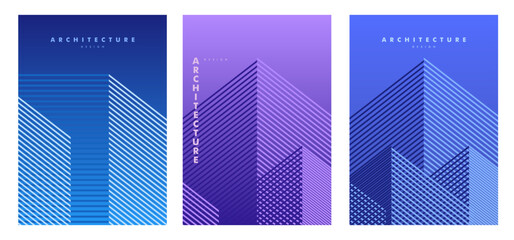 Abstract geometric company brochure. Architectural construction. Corporate identity flyer. Vector set business presentation - obrazy, fototapety, plakaty