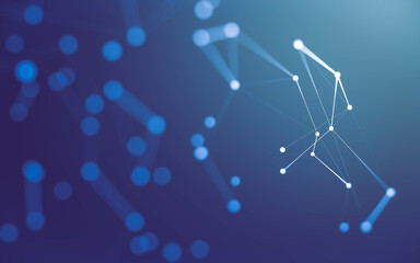 Abstract background. Molecules technology with polygonal shapes, connecting dots and lines. Connection structure. Big data visualization.