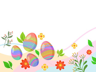Fototapeta na wymiar Easter Egg Background with spring flowers
