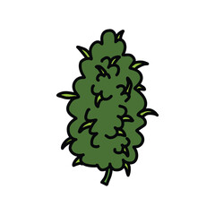 cannabis bud doodle icon, vector color line illustration