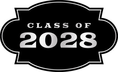 Class of 2028 Graduation Emblem Illustration - obrazy, fototapety, plakaty