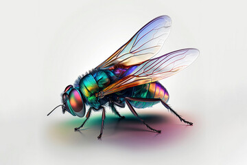 3D render housefly illustration white background created with Generative AI technology
