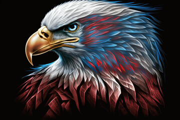 american bald eagle red white and blue for 4th of July made with generative ai
