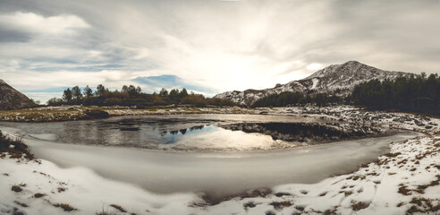 snow covered mountains in winter