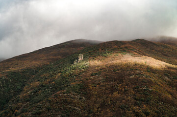 landscape with mountains in the morning