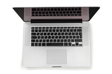 Naklejka na ściany i meble Open laptop with a black screen