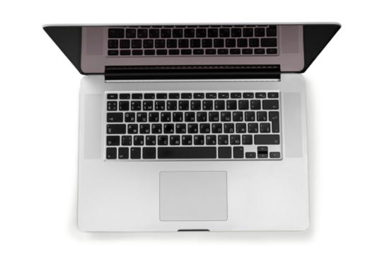 Open laptop with a black screen