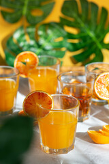 beach citrus drinks on a warm background