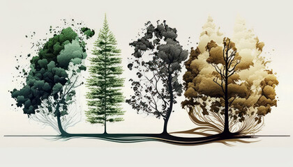 forrest, trees illustration Generative AI, Generativ, KI