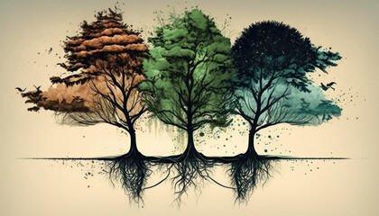 forrest, trees illustration Generative AI, Generativ, KI