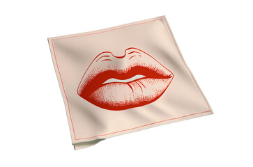 Heart shaped kiss print on handkerchief, Generative AI 