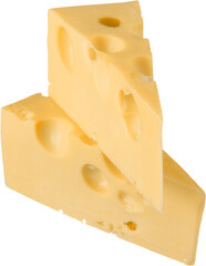 Pieces of Cheese Isolated on White