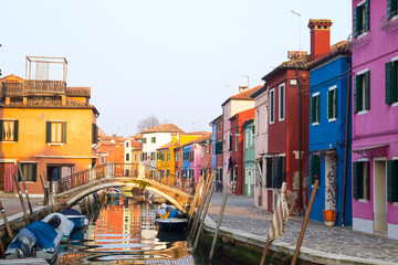 Fototapeta na wymiar Colorful houses from Burano island, Venice