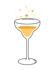 Glass with drink. Juice or soda or alcohol. Minimalistic poster or banner, creativity and art. Beverage and tasty liquid. Logotype and branding. Cartoon flat vector illustration