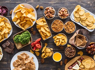 assortment of delicious food, selective focus