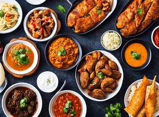 assortment of delicious food, selective focus