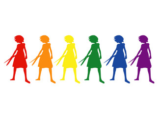 Silhouette of person with scissors, lgbt flag