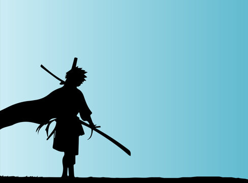 silhouette of a person with sword