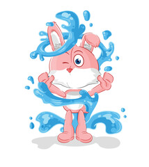 pink bunny fresh with water mascot. cartoon vector