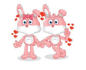 pink bunny dating cartoon. character mascot vector