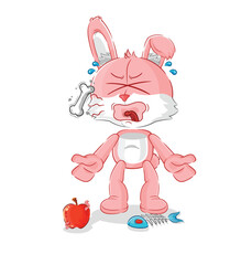 pink bunny burp mascot. cartoon vector