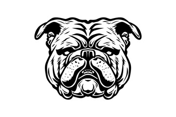 pug face black and white, bulldog head vector 