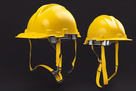 yellow safety helmet png file for construction builder. Generative AI