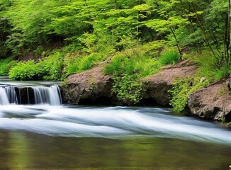beautiful waterfall in the forest