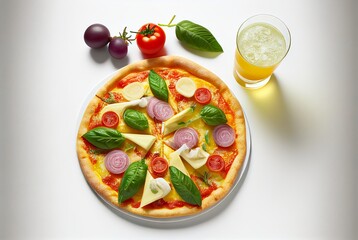 Pizza hawaii isolate on white background.	