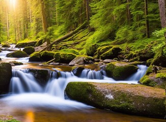 beautiful waterfall in the forest