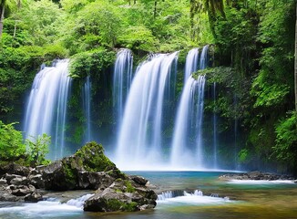 Obraz premium beautiful waterfall in the forest