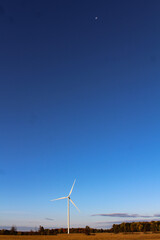 wind turbine and the moon