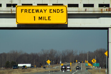 sign on highway overpass