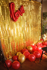red heart on  golden background