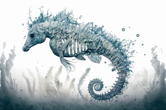 Picture of a seahorse (Hippocampus fuscus). Generative AI