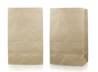 Folded paper bag isolated on white background