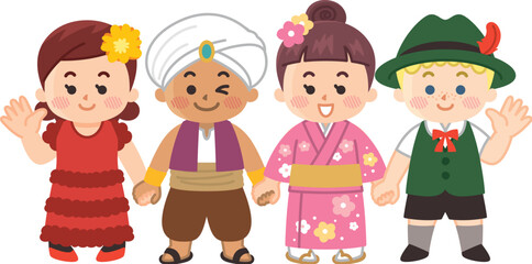 手を繋ぐ世界の子供たち　人種　国籍　平和