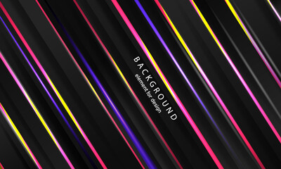 Minimal geometric abstract gradient background for modern design poster. Bright design texture. Black dynamic line shapes composition. Colorful backdrop for artistic project. Vector illustration.