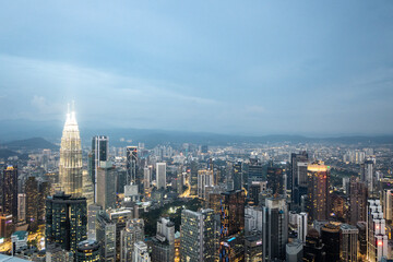 evenign city view with skay scrapers in Kuala Lumpur, Malaysia