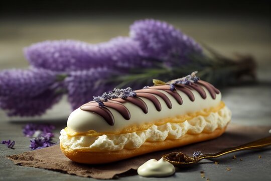 Beautiful decorated eclair