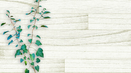 木目背景とグリーン