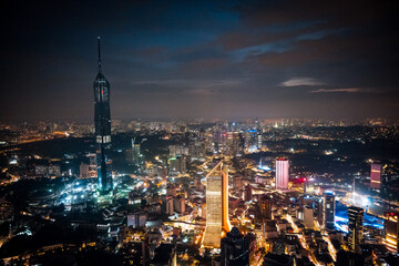 Fototapeta na wymiar city with a lot of illumination at night of Kuala Lumpur, Malaysia